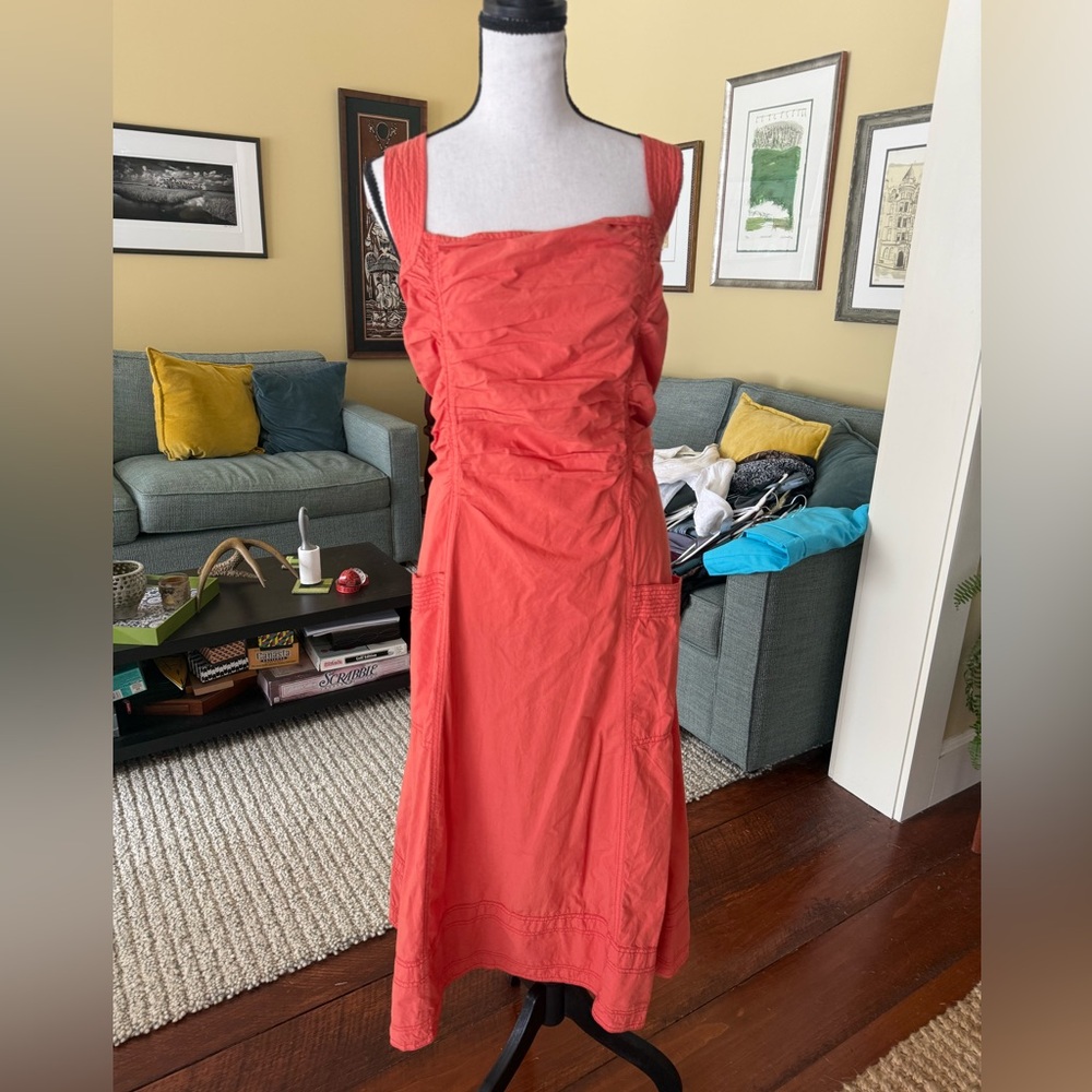 Pilcro XL dress with smocked back, cross over straps, front ruched & pockets